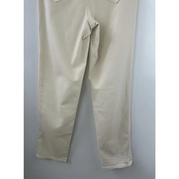 Athleta Sculpek Flex Straight Leg Ankle Jean High Rise Bone Yellow Cream Size 4 - Picture 13 of 15